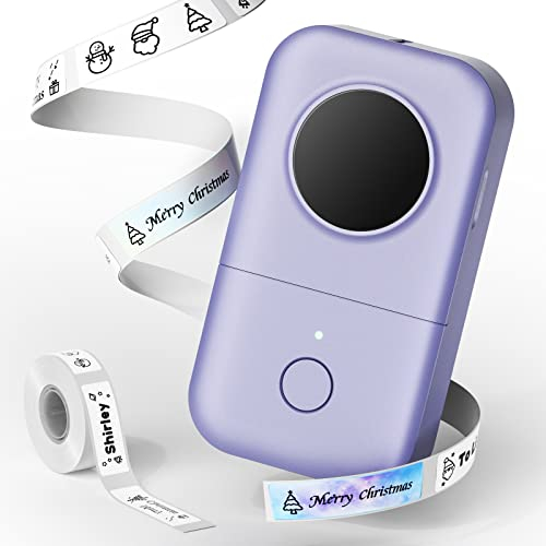 Phomemo D30 Etikettiergerät,Bluetooth Etikettendrucker Beschriftungsgerät Selbstklebend Mini Label Printer Kompatibel mit iOS Android,Tragbarer Ettikettiergeraet für Zuhause,Küche,Büro - Violett