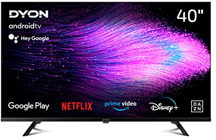 DYON Smart 40 AD-2 100cm (40 Zoll) Android TV (FHD, HD Triple Tuner, Prime Video, Netflix, Google Play Store für DAZN, Disney+ uvm., Google Assistant, BT-Fernbedienung) [Mod. 2022], schwarz