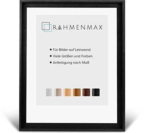 RahmenMax® Luzern Schattenfugenrahmen 75x100 cm aus lackiertem Massiv Holz/Rahmen für Leinwand/Bilderrahmen für Keilrahmen/Leinwandrahmen in Schwarz - Maßanfertigung möglich