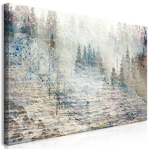 decomonkey Bilder Abstrakt Wald 120x60 cm 1 Teilig Leinwandbilder Bild auf Leinwand Vlies Wandbild Kunstdruck Wanddeko Wand Wohnzimmer Wanddekoration Deko Kunst Natur Baum Grau