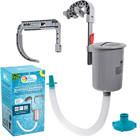 U.S. Pool Supply Pool Skimmer - Above Ground Pool Skimmer, Floating Surface Skimmer, Accessories - Clean Debris Basket, Wall Mount, Attaches to Inflatable Collars, Tubular and Metal Frames