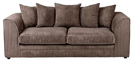 Luxury Life Dylan Jumbo Cord Fabric Sofa Set (Chocolate, 3 Seater)
