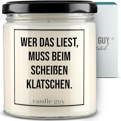 candle guy Duftkerze | Wer das liest, muss beim Scheißen klatschen. | Handgemacht aus 100% Sojawachs | 70 Stunden Brenndauer