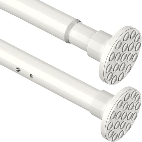 Gardinenstange Weiß Ausziehbar Teleskopstange ohne Bohren Extra Dicke Duschvorhangstange Teleskop Kleiderstange für Badezimmer,Schlafzimmer(110-165CM Φ32mm)