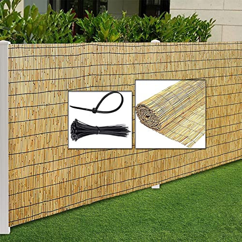 OURECO Natürliche Schilfrohr-Zaunrollen, dekorativer Zaun für Gartenzaun-Trennwand, umweltfreundlich, Schilfgitterzaun, Bambus-Sichtschutz für Außenbereich, Hinterhof, Terrasse (Größe: 80 x 400 cm)
