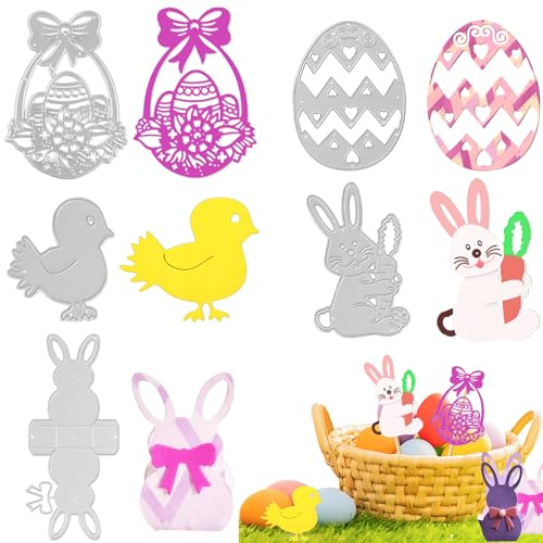 Ostern Stanzschablonen, Hillylolly Metall Schneiden Stirbt, 5 Stück Stanzformen Ostern, Stanzschablonen Schachteln Klein, Schneideschablonen Prägeschablone für DIY Scrapbooking Fotoalbum Dekoration