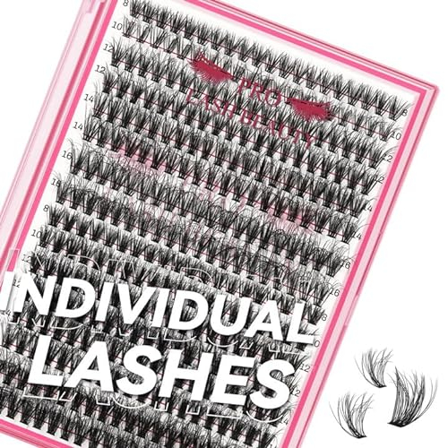 Faux Cils,320pièces Lash Individuels Cils DIY Extensions cils, Cluster Lashes,Extensions de Cils Ruban mince facile à appliquer à la maison Cils (30+40-D,8-16mix,3D Fluffy)