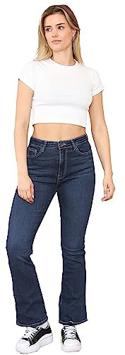 989Zé ENZO Womens Bootcut Jeans Trousers Ladies Casual Comfort Stretch Denim Pants All Waist Sizes UK EZL430 Jeans MID Blue 18