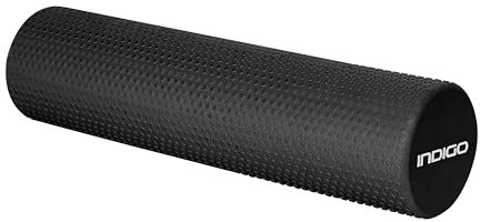 Foam Roller de Espuma Rulo Extra Largo Rodillo Redondo para Masajes Musculares, Fitness, Yoga y Pilates en Casa y Gimnasio EVA Liviano INDIGO 60 * 15 cm Negro