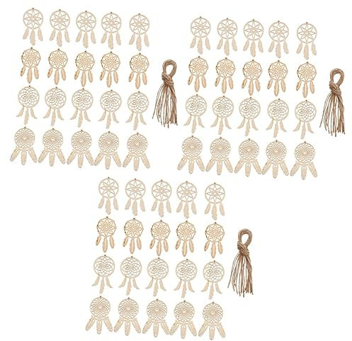 COHEALI 120 Stk Hölzernes Traum Fänger Netz Dreamcatcher Holzform Unvollendetes Weihnachten Ornament-sets Weihnachtsschmuck Hängende Dekorationen Diy Dreamcatcher-kits Anhänger Kind Leer