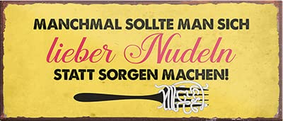 schilderkreis24 – Magnet Lustiger Spruch “Lieber Nudeln statt Sorgen..“ Deko Geschenkidee Mann Frau 9,3x4cm