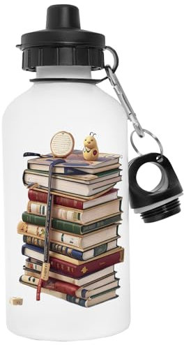 Jinbetee Libro Borraccia In Acciaio Inossidabile Riutilizzabile Per Bottiglia D'acqua Bianca