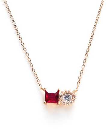 C.Paravano Kette Damen Rosegold mit Rubin | Kristallanhänger Schmuck Damen | Halskette Damen | Schmuck für Frauen | Ketten Rose Gold | Halsketten für Frauen | Kristall-Halskette