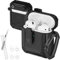 AXFEE AirPods 2nd/1st Hülle Schutzhülle mit Reinigungsset, Airpods 2/1 Hülle, Militärische Hartschalen-Schutzhülle mit Schloss für AirPod 2 Ladehülle, Vordere LED Sichtbar, Schwarz(Karabiner)