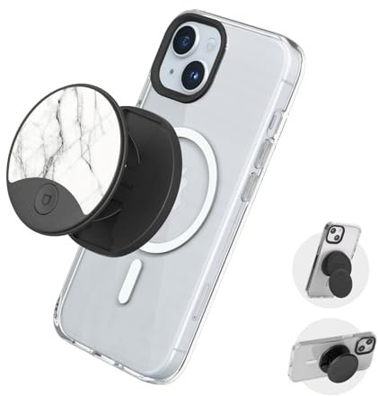 RHINOSHIELD Grip O (MagSafe-kompatibel) | Griff mit ausklappbarer Halterung für MagSafe-kompatible Handyhüllen, Hoch- und Querformat, Telefonhalter, Smartphone-Zubehör - Roma Marble