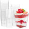BANBAN 100 Pcs Dessert Cups with 100 Spoons 150ml/5 oz Plastic Square Cups Mini Reusable Plastic Cheesecake Pots Clear Appetizers Serving Bowl for Dessert Pudding Party