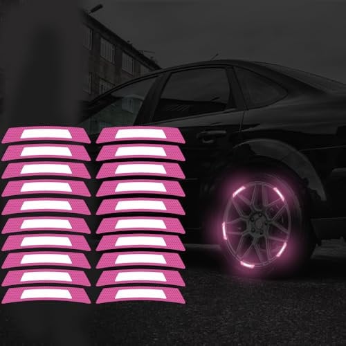 Dreothy 20 Stück stark reflektierende Auto-Radnabenaufkleber für Autos, Helme, Nachtsicherheit, Warnung, reflektierende Streifen, Auto, LKW, Motorrad, Fahrrad, Felge, reflektierende Aufkleber (lila)