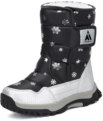 Mishansha Kinder Schneestiefel Winterschuhe Winter Gr.24-38 | Warm Gefüttert,Mädchen Jungen,Winterstiefel,Rutschfest,Klettverschluss,Outdoor