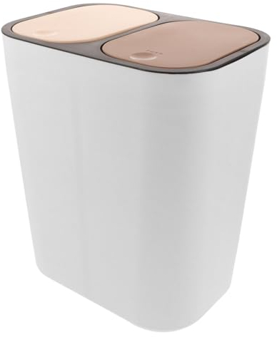 IMIKEYA Poubelle À Double Compartiment Poubelle Double De Recyclage Avec Couvercle À Ouverture Par Pression De Tri En Plastique 2 s Classées Sèches Et Humides