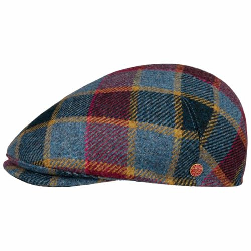 Mayser Sidney Big Colour Check Flatcap Schirmmütze Schiebermütze Herren - Made in The EU mit Schirm, Futter Winter Herbst-Winter - 60 cm blau
