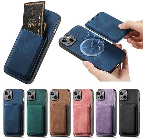 2 in 1 Magnetic Shockproof Case Cover for iPhone 7Plus/8Plus with Magnetic Card Holder,Slim Vegan Leather Phone Case Wallet Compatible with Magnetic Wallet-Blue
