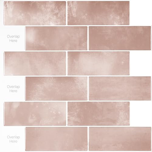 Yulllpaper 3D Selbstklebende Fliesen Küche Badezimmer Wand Rosa Metro - Waschbare Überkleben 10 Stück 30 X 30cm