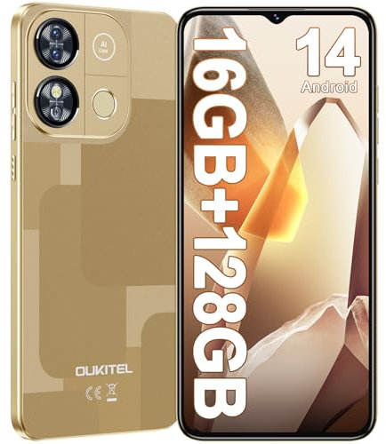 OUKITEL C57 Pro Smartphone Ohne Vertrag - 16GB+128GB/1TB Handy Ohne Vertrag, 6.52 Zoll Android 14 Smartphone, 4300mAh, Octa Core, 13MP Camera, Dual SIM 4G Simlockfreie Handys, Fingerprint/Face ID/GPS