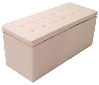 Rechteckiger, getufteter PU-Leder-Klapphocker mit Aufbewahrung, Ottomane, Fußhocker mit Abdeckung, Schlafzimmerhocker