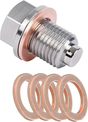 Tappo di scarico dell'olio magnetico Tappo di scarico dell'olio M12 x 1,5, con 5 pezzi di guarnizione in rame, Tappo di scarico dell'olio Vite dell'olio per auto per la maggior parte delle auto