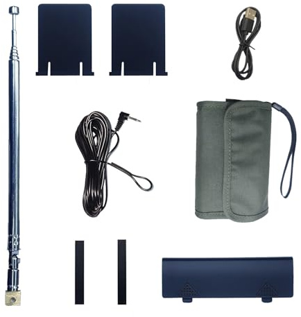QODOSEN Paquete de accesorios de radio portátil DX-286 (incluye: 1 cubierta de batería, 2 placas de soporte, 1 antena telescópica, 1 bolsa de lona con cierre de velcro, 2 almohadillas de goma)