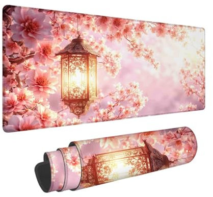 Tapis de Souris Gamer Rose Tapis de Souris XXL 1600 x 800 mm, Tapis de Souris Paysage Tapis Souris Gaming, Améliore la Vitesse et la Précision, Grande Tapis de Souris pour Les Jeux et Bureau F-50