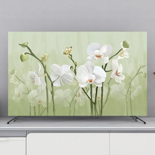 DOTBUY-SHOP TV-Staubschutz, 32-80 Zoll TV-Abdeckung Staubschutzhülle, Hülle Bezug für Fernsehen Schutzhülle mit 3D Blumen Druck, Universal Fernseher Schutzhülle (Orchidee,32 inch)
