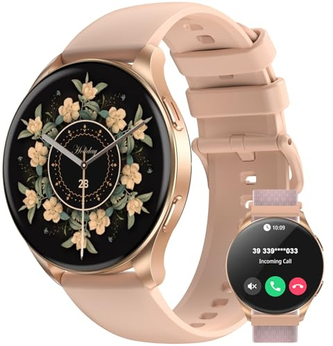 Smart Watch for Women,Answer/Make Call, 1.43 AMOLED Always-on Display Smartwatch,IP68 Waterproof Fitness Watch with 100+ Sports/Heart Rate/Sleep Monitor/ SpO2,Large Batter/Fast Charging/2Straps