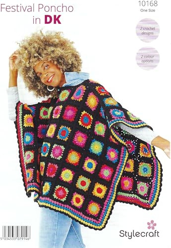 Stylecraft DK Crochet Pattern Pamphlet - 10168 Ladies Poncho & Blanket (2 Crochet Designs)