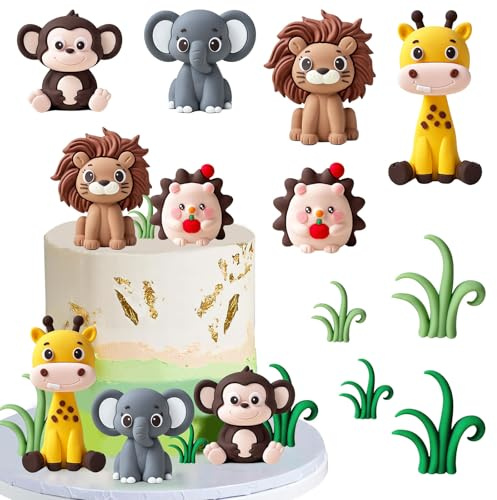 Tiere Geburtstag Tortendeko, 9 Stück Zoo Dschungel Safari Thema Deko,Kuchendeko Tiere Cake Topper,für Baby Shower Junge Mädchen Kinder (Zoo Thema)