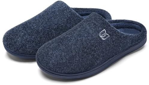 WateLves Zapatillas Casa Hombre Invierno Zapatillas de Fieltro Pantuflas Antideslizantes Cálido Zapatillas de casa(Azul clásico, 46/47EU)