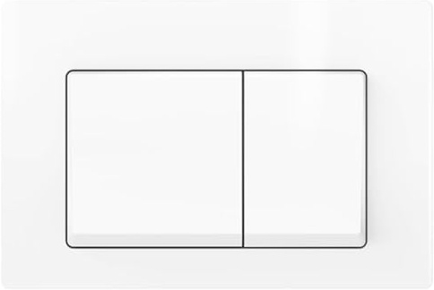 AQUAUNO Plaque de Commande WC Blanc Brillant – Double Chasse Éco – Compatible Geberit Sigma – Surface Facile à Nettoyer et Design Élégant