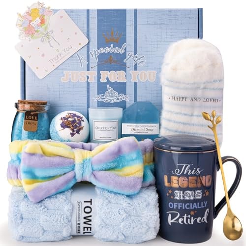 Retirement Gifts for Women, Pamper Spa Gift, Funny Gifts for Women | 14OZ Ceramic Mug, Retirement Gift Hampers for Women, Teacher, Friends, Retirees, With Scented Candle and Spa Essentials