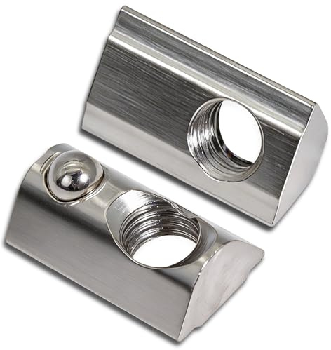 KINETOX 55 Stück Nutensteine M8 T-Nutenstein mit Federkugel 40-Serie vernickelter Kohlenstoffstahl Einschub Schiebemutter geeignet für Aluminiumprofile 3D-Drucker CNC-Montage und DIY-Projekte