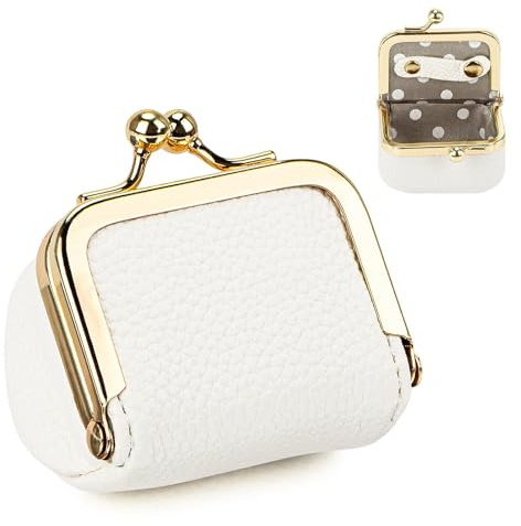 Ufdeoton Mini Schmuckkästchen Reise Kleine Schmuckschatulle aus Echtem Leder Schmuckorganizer Klein Tragbar Schmucketui mit Kussverschluss Mini Jewelry Box für Ohrringe Ringe Halsketten Armbänder