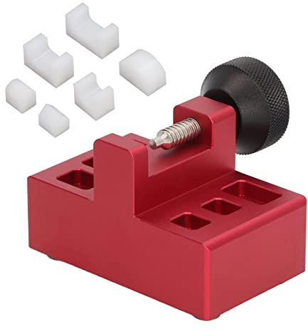 petjoyful Uhr-Schnallenpresse-Set, Radian-Positionierung, Aluminiumlegierung, Uhrenschnallenpresse, Reparatur- und Wartungswerkzeug-Set (Rot)