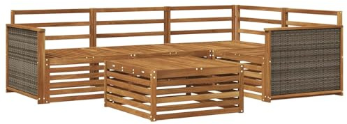 vidaXL Outdoor-Sofagarnitur 5 pcs Natur Massivholz Akazie, Patio Loungeset, modernes Sofa für draußen, wetterbeständiger Gartenspaß, Bequeme Terrassenmöbel