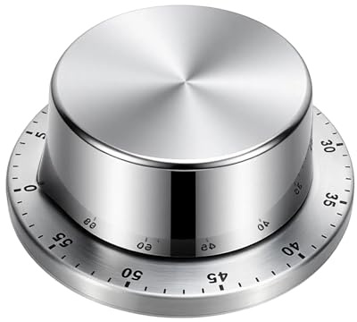 JITPOU Eieruhr Mechanisch Küchentimer Kurzzeitwecker Kitchen Timer Zubehör Edelstahl Countdown-Erinnerung 1-60 Minuten 72 dB ohne Batterien, für Kochen Backen Lernen Büro