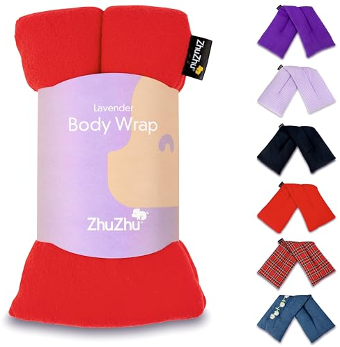 Zhu-Zhu Lavender Body Wrap - Microwavable Wheat Bag - Microwave Heat Pad Soothing Hot Pack - Red Fleece