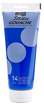 Pébéo – Peinture Gouache 220ml – Tube de Peinture Gouache Qualité Fine – Idéal Travaux Étude – 1 Tube de 220 ml Bleu Cobalt