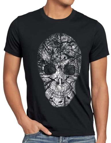 style3 Nature Skull T-Shirt Herren Totenkopf, Größe:XL, Farbe:Schwarz