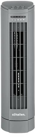 Schallen 15 Electric Air Cooling Quiet Oscillation Floor Desk Mini Tower Fan with Timer & Speed Settings in Grey