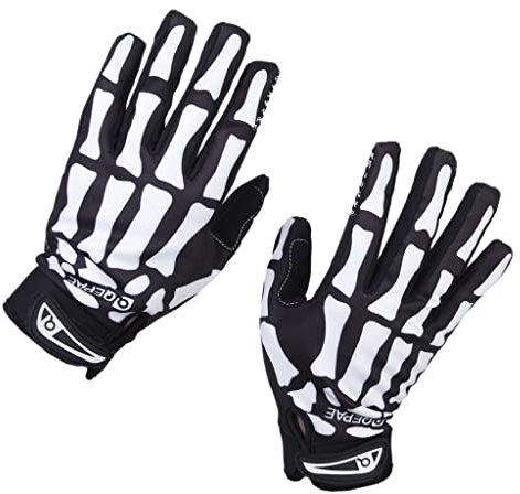Fahrrad Skelett Muster Voll Finger warmen Radsport Handschuhe schwarz + weiß (XL)