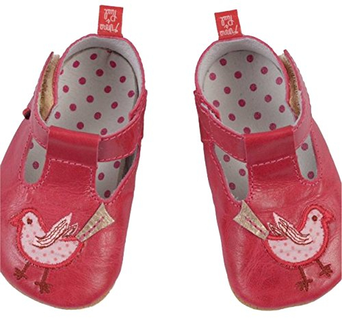 Anna und Paul - Babyschuhe - Krabbelschuhe - Vögelchen pink - Leder gefüttert (L-22-ca.14.1cm-16-22 Mon.)