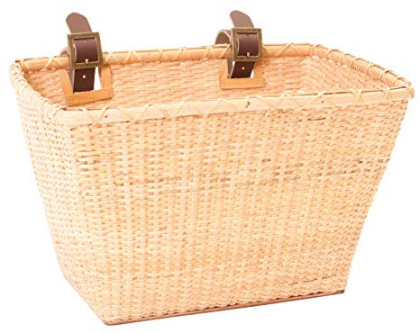 Retrospec Bicycles Fahrradkorb, rohrgeflochtener rechteckiger Toto-Korb, mit Echtlederriemen und Messingschnallen, Natur